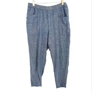 Old Navy Linen Crop High Rise Size Medium in Chambray Blue Pull On Style Pockets